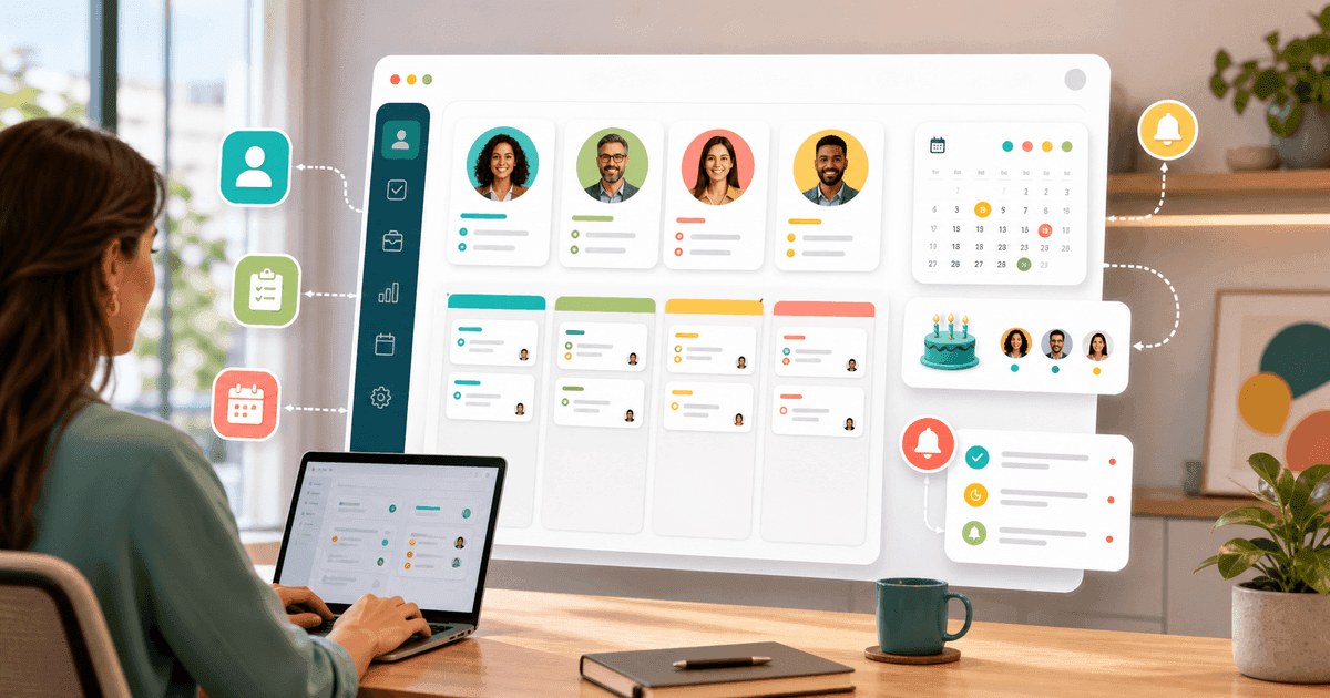 Profissional usando CRM para organizar clientes e tarefas em um só lugar com calendário, kanban e lembretes